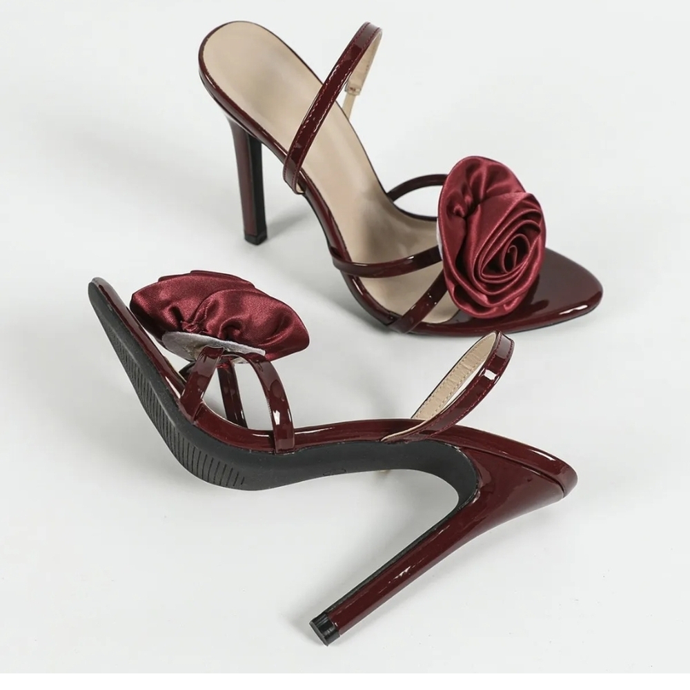 Elegant Burgundy Rose Heels - Picture 3 of 3